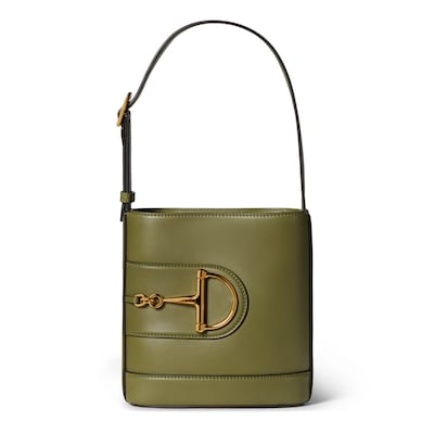 Gucci 73 small bucket bag in green leather | GUCCI® US