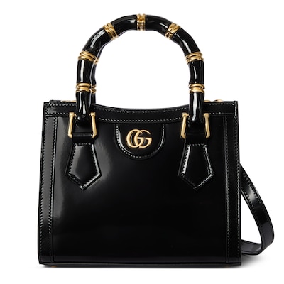 GUCCIダイアナ スモール トートバッグ ブラック【注目商品】 グッチ ダイアナ〕スモール トートバッグブラック レザー