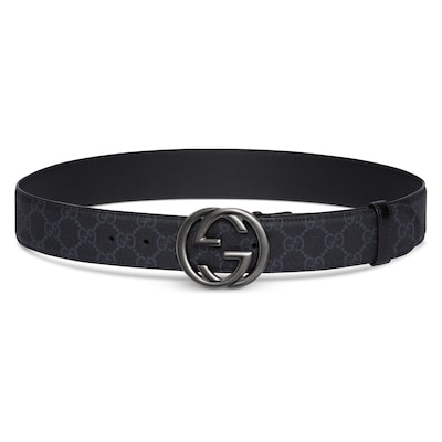 Belt with Interlocking G buckle in black Supreme canvas