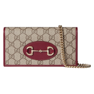 日本最大のブランド 1955 Horsebit Gucci wallet dark and beige in chain with バッグ