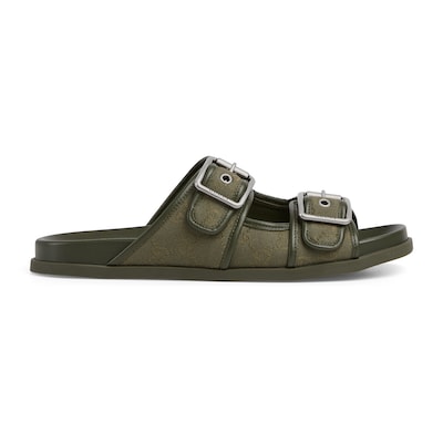 タイムセール 探し方 Men's canvas GG green dark in buckles with sandal slide フラメンコ