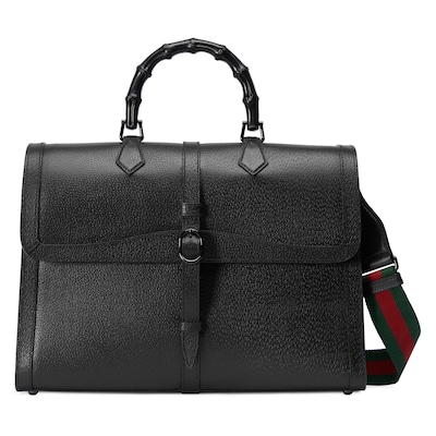 HANA　グッチ GUCCI Nora leather and webbing-trimmed suede and canvas