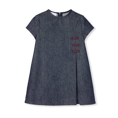 Children's denim dress with Web in dark blue | GUCCI® Australia