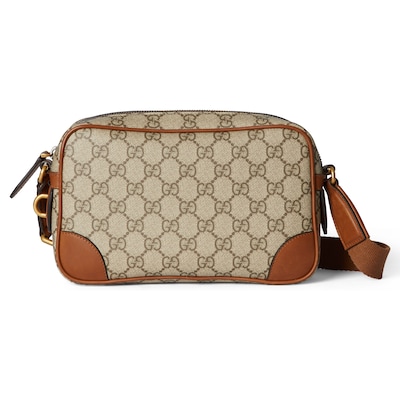 【お得】 in bag camera small Emblem GG beige fabric brown dark and ボール