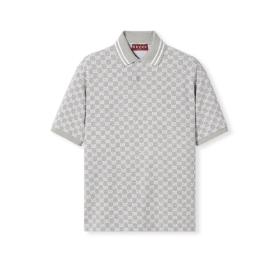 ★GUCCI★コットン ピケ ポロ シャツ GGコットンピケ ポロシャツ グレー&ホワイト | GUCCI公式