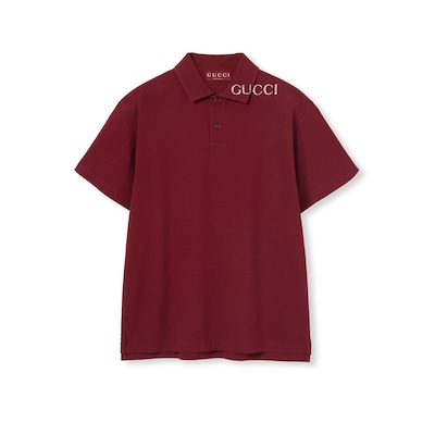 Cotton polo shirt in Gucci Rosso Ancora red | GUCCI® US