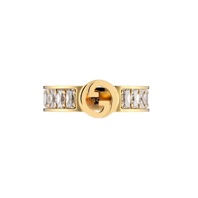 Gucci Blondie wide crystal ring in light gold-toned brass Gucci Blondie wide crystal ring in light gold-toned brass