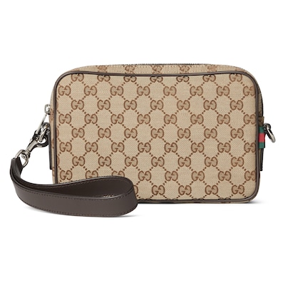 GG canvas small crossbody bag in beige and brown GG canvas