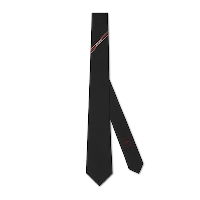 シルクジャカード ネクタイブラック＆レッド | GUCCI公式