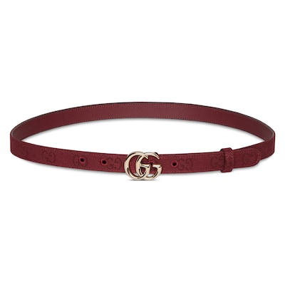 GG Marmont thin belt in Rosso Ancora red leather | GUCCI® GR