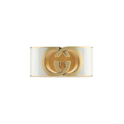 国内直営**GUCCI**グッチ インターロッキング エナメル リング 国内買付】〔グッチ インターロッキング〕エナメル リング