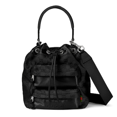 GUCCI 黒 ナイロン パーティーバック GUCCI グッチ メンズ ナイロン GG柄 ボディーバッグ ウェスト