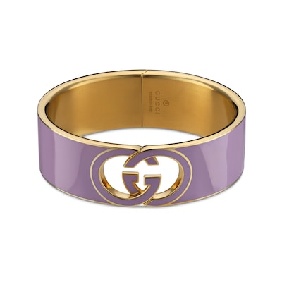 【GUCCI】グッチ カフブレスレット ゴールド グッチ インターロッキング〕ラッカー カフブレスレットイエロー