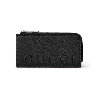 ロゴ ジップカードケースブラック レザー | GUCCI公式