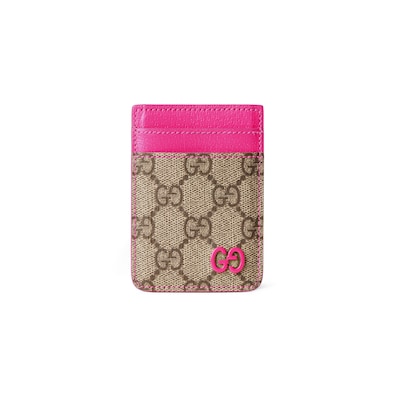 Bi-color magnetic card case in beige and dark brown Supreme