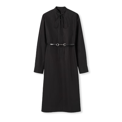 新作【GUCCI】ホースビットベルト付き コットンポプリン ドレス GGデニム ジャカード ドレスブルー | GUCCI公式