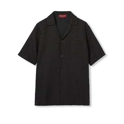 プリント シルクツイル ボウリングシャツブルー | GUCCI公式