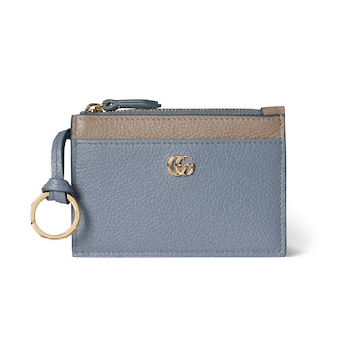 ◇GUCCI ダブルG ジップ キーポーチ レザー&GGスプリーム◇ ダブルG ジップ キーポーチlight blue and beige leather