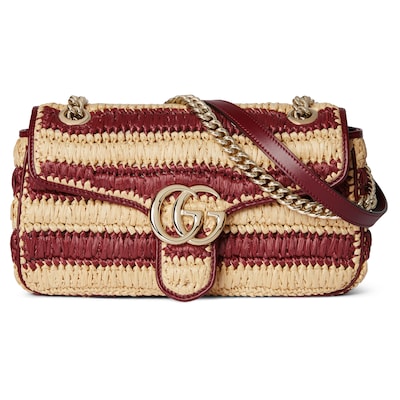 GG Marmont woven medium shoulder bag in Rosso ancora and GG Marmont woven medium shoulder bag in Rosso ancora and