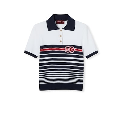 GUCCI　ポロシャツ　スキニー　ホワイト　S GUCCI（グッチ）の「Gucci Slim-Fit Ufo-Embroidered Stretch