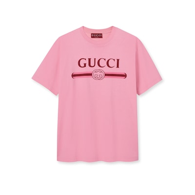 プリントコットンジャージーTシャツ プリント コットンジャージー Tシャツピンク | GUCCI公式