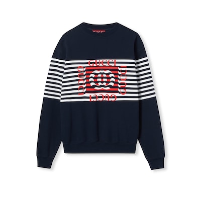 GUCCI グッチ コットンジャージー プリント スウェットシャツ コットンジャージー プリント スウェットシャツネイビー | GUCCI公式