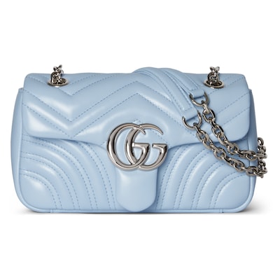 GG Marmont small shoulder bag in light blue leather | GUCCI® US