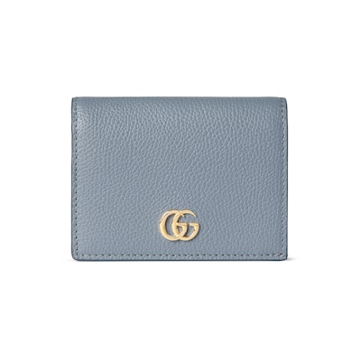 新作【GUCCI】ダブルG スモールウォレット、ライトブルー オンライン限定 ダブルG スモールウォレットライトブルー レザー