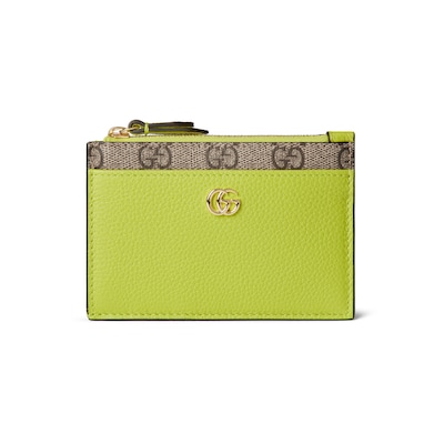 *GUCCI*グッチ ダブルG ジップ キーポーチ ダブルG ジップ キーポーチベージュ&ブライトグリーン レザー