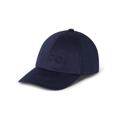 Cotton baseball hat with embroidery in dark blue | GUCCI® MX