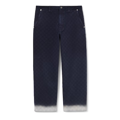 【グッチ】パンツ カジュアル スラックス シンプル GGブリーチドコットンデニム ジャカード パンツダークブルーから