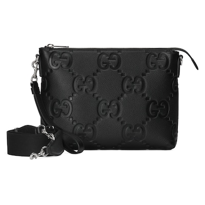GG jumbo medium crossbody bag in black leather | GUCCI® US