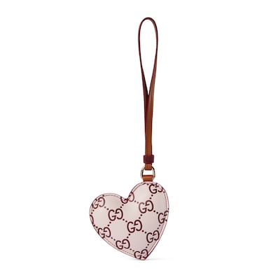 GUCCIグッチ　ポーチ　ハートチャーム　ピンク　GG柄 GUCCIグッチ ポーチ ハートチャーム ピンク GG柄