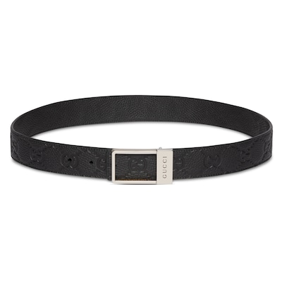 【美品✨】GUCCI/グッチ リバーシブル ベルト 80-32 GG バックル レクタングル バックル付き リバーシブル ベルトブラック GG