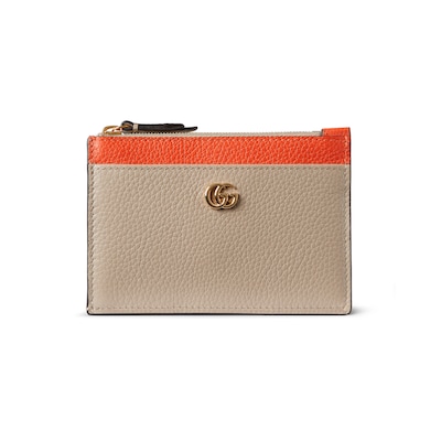 国内直営**GUCCI**ダブルG ジップ キーケース 日本限定 ダブルG ジップ キーポーチベージュ＆オレンジ レザー