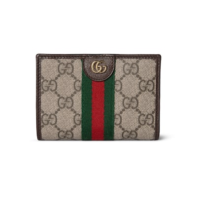 Ophidia small wallet in beige and brown GG Supreme | GUCCI® SG