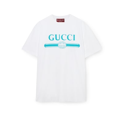 新作【GUCCI】コットンジャージー プリント Tシャツ、全2色 プリント ソフトコットンジャージー Tシャツホワイト | GUCCI公式