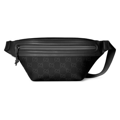 グッチ エッジ〕ラージ ベルトバッグブラック GG マット