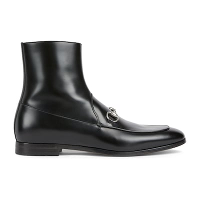 Gucci グッチ　ブーツ　メンズ　黒　ホースビット ホースビット付き メンズ アンクルブーツブラック シャイニー