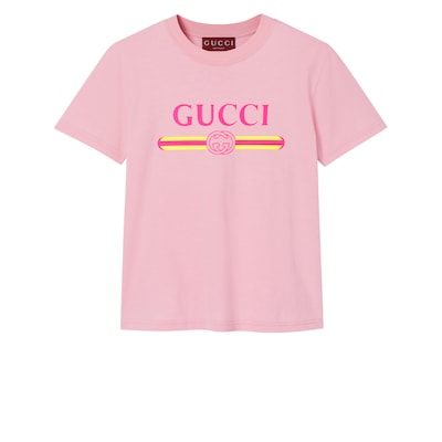 Cotton jersey T-shirt with print in pink | GUCCI® Australia