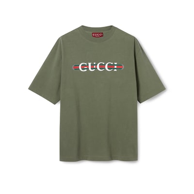 【国内発送】GUCCIプリント コットンジャージー Tシャツ プリント コットンジャージー Tシャツダークブルー | GUCCI公式