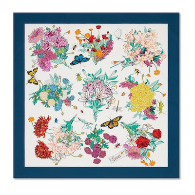 90s OLD Gucci オールド グッチ 花束プリント シルクスカーフ