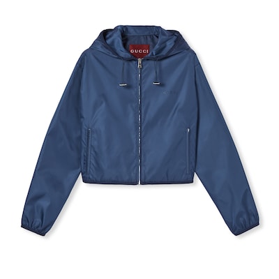 メタル ロゴ ギャバジン ジャケットブルー | GUCCI公式
