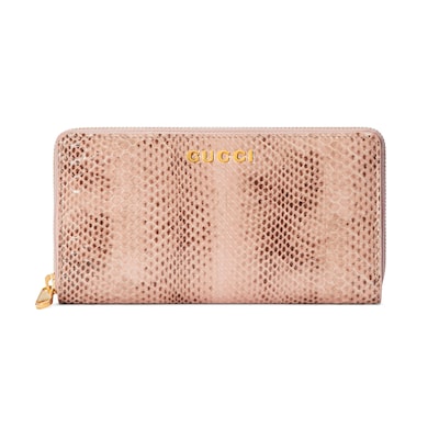 GUCCI スクリプト パイソン ジップアラウンドウォレットピンク