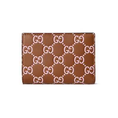 GGエンブレム〕スモールウォレットブラウン＆ピンク GGレザー