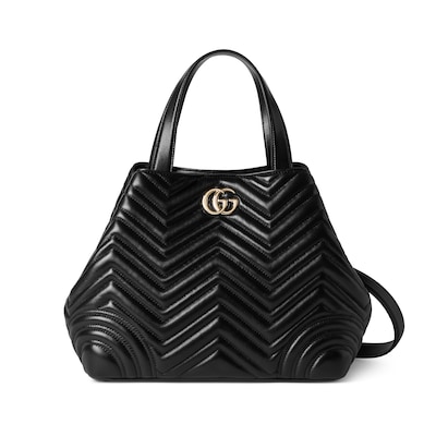 GGマーモント〕ミディアム トートバッグブラック レザー | GUCCI公式