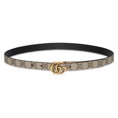 GUCCI GG マーモント スリムベルト レザー ベージュ S-M GGマーモント〕リバーシブル スリムベルトピンク＆ブラック