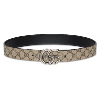 GUCCI グッチ ベルト ダブルGロゴ 2way リバーシブル ダブルG リバーシブル ベルトベージュ＆エボニー GGスプリーム