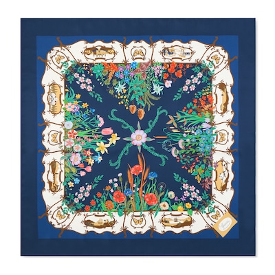 GUCCI プリント シルクツイル スカーフ プリント シルクツイル スカーフマルチカラー&ダークブルー