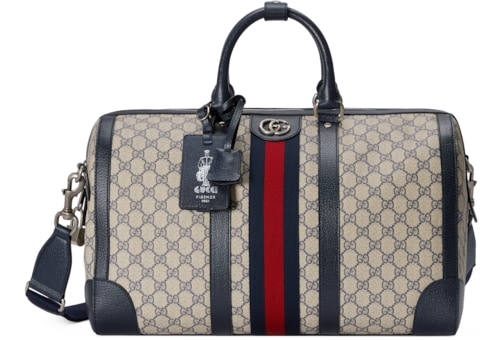 Gucci Savoy medium duffle bag in Blue GG Canvas | GUCCI® SI